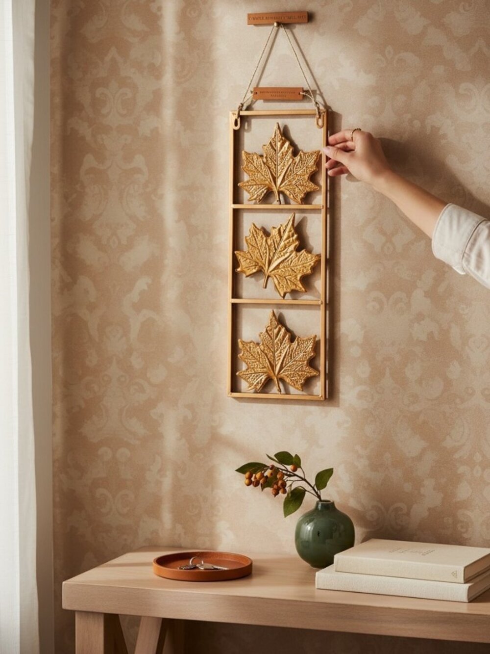 Metal Wall Hanging With Maple Leaf Design - Autumn Themed Home Decor